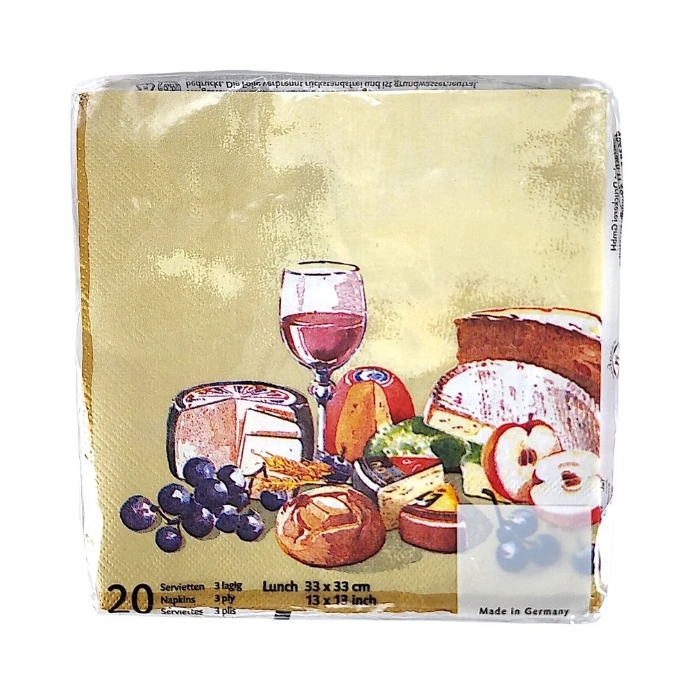Vintage Mesafina Lunch Decoupage Napkins Wine Glass Grapes Sealed Package Of 20